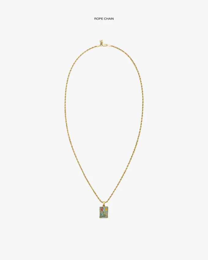 14Kt Gold Stained Glass Crest Pendant