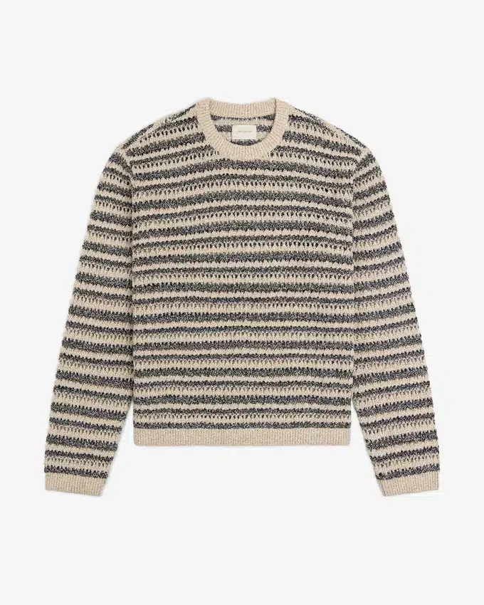 Bouclé Open Knit Crewneck Sweater