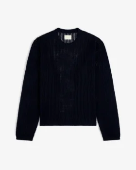 Cotton Eyelet Crewneck Sweater