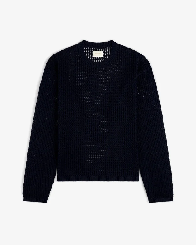 Cotton Eyelet Crewneck Sweater