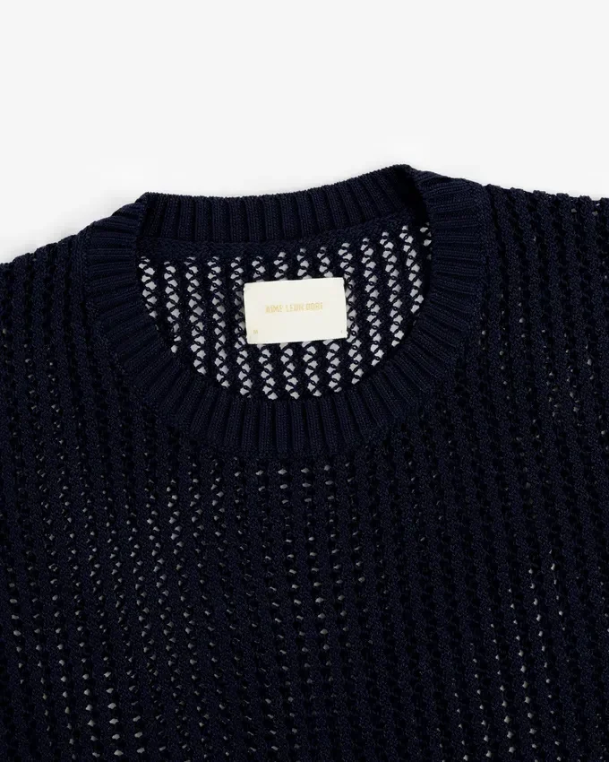 Cotton Eyelet Crewneck Sweater