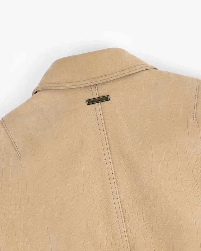 Croc-Embossed Nubuck Bomber Jacket