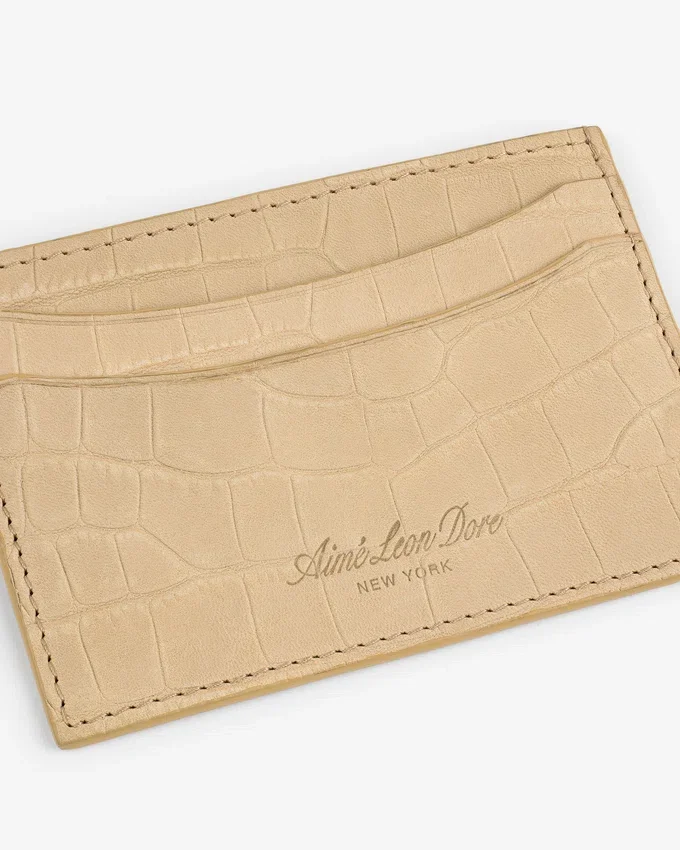 Croc-Embossed Nubuck Cardholder