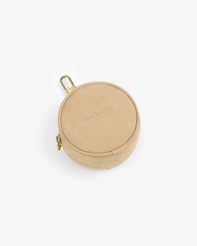 Croc-Embossed Nubuck Keychain Pouch