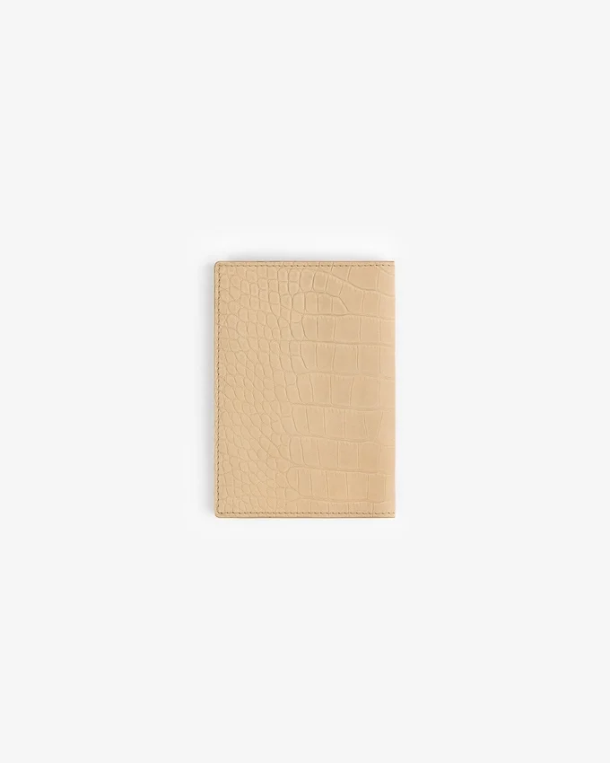 Croc-Embossed Nubuck Passport Holder