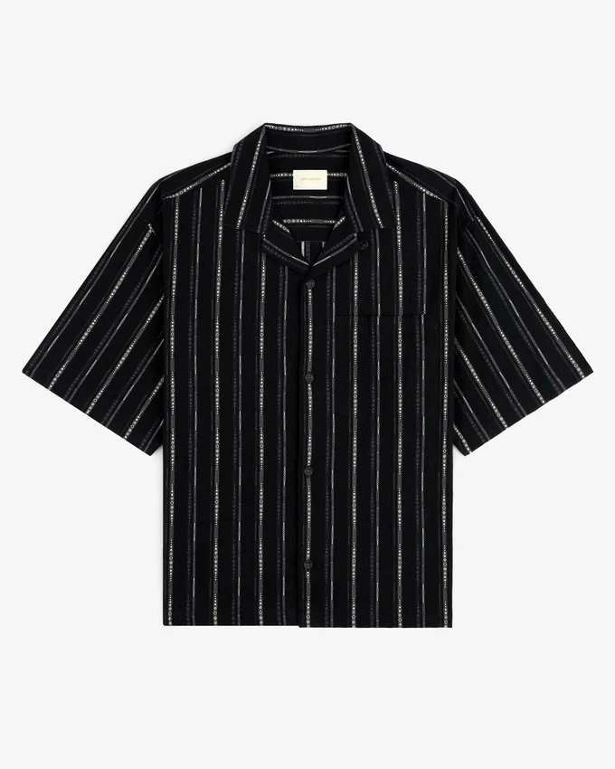 Cropped Jacquard Camp Shirt