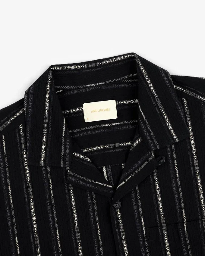 Cropped Jacquard Camp Shirt