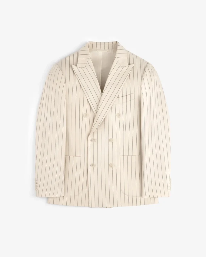 Double-Breasted Pinstripe Suit Jacket