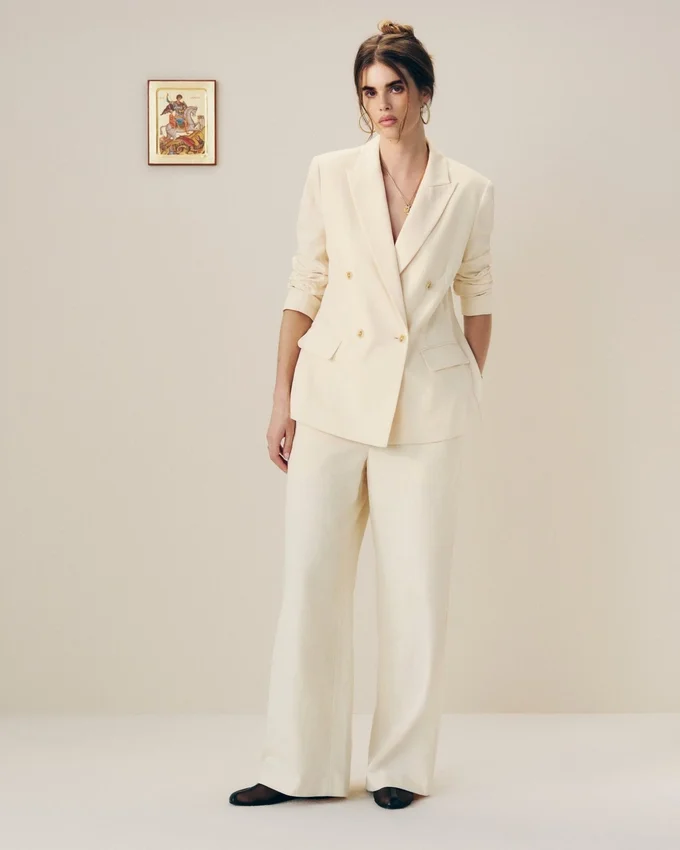 Double-Breasted Unconstructed Blazer