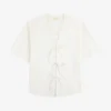Jacquard Striped Tie-Front Shirt