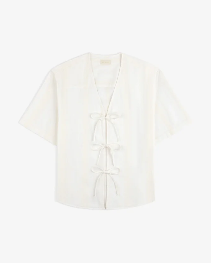 Jacquard Striped Tie-Front Shirt
