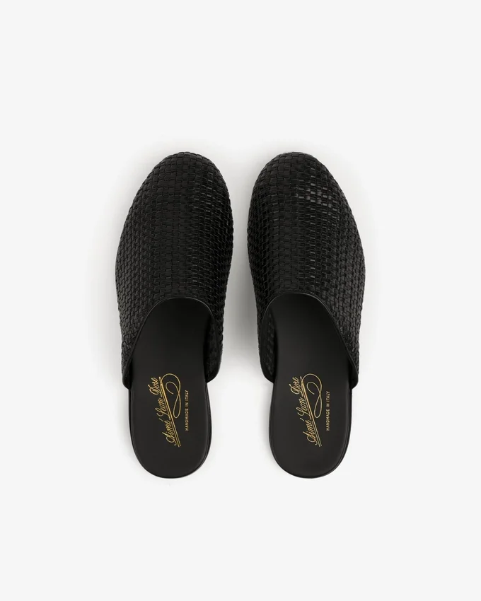 Leather Raffia Mule