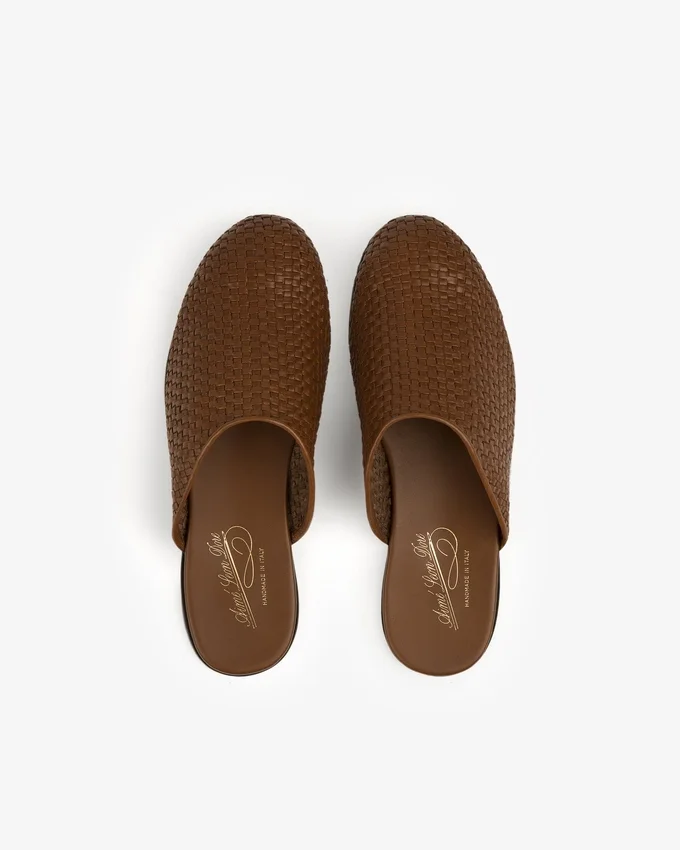 Leather Raffia Mule