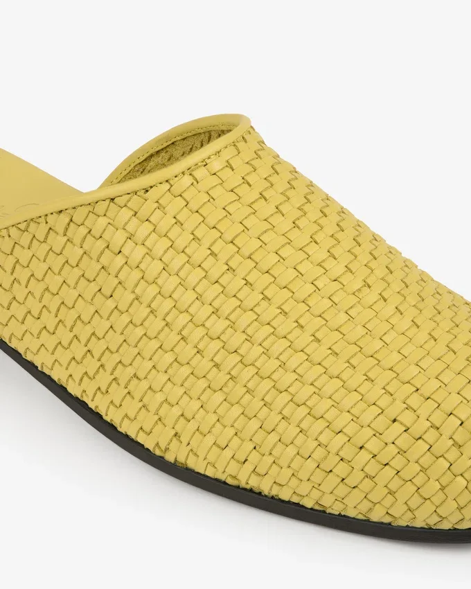 Leather Raffia Mule