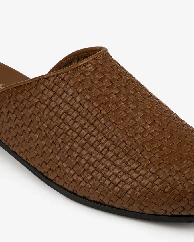 Leather Raffia Mule