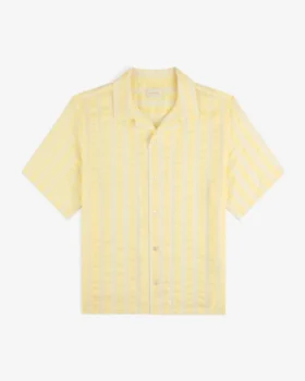 Linen Blend Striped Camp Shirt