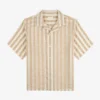 Linen Blend Striped Camp Shirt