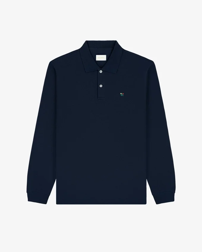 Long-Sleeve Crest Piqué Polo