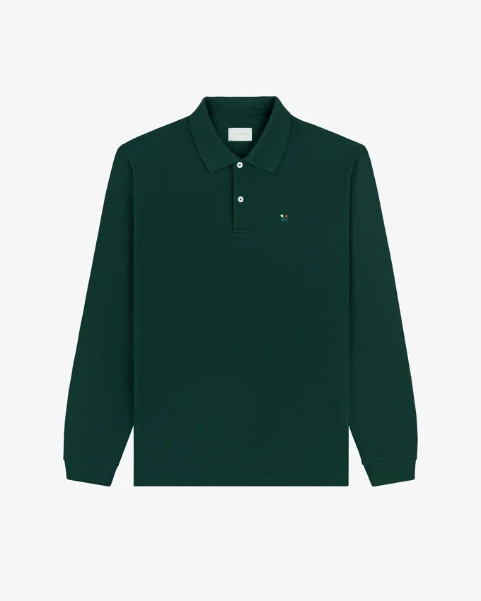 Long-Sleeve Crest Piqué Polo