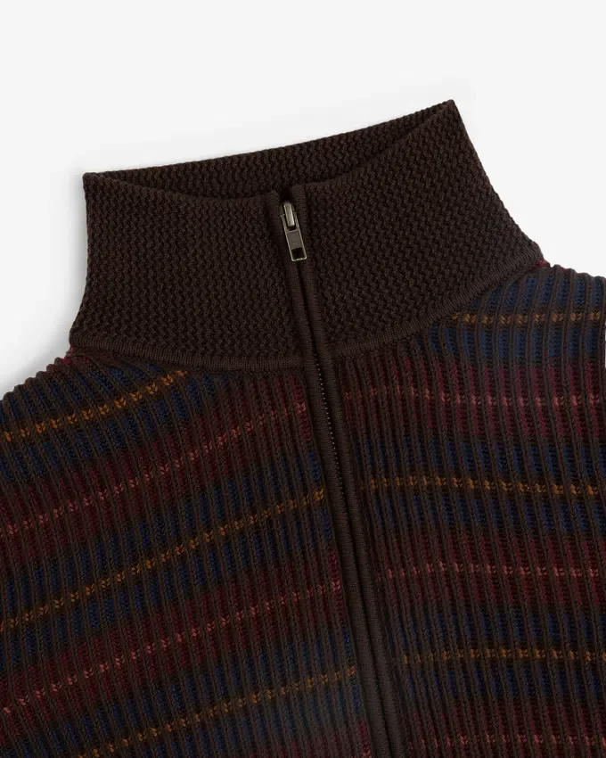 Multi Color Knit Track Sweater
