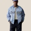 Overlay Logo Satin Varsity Jacket