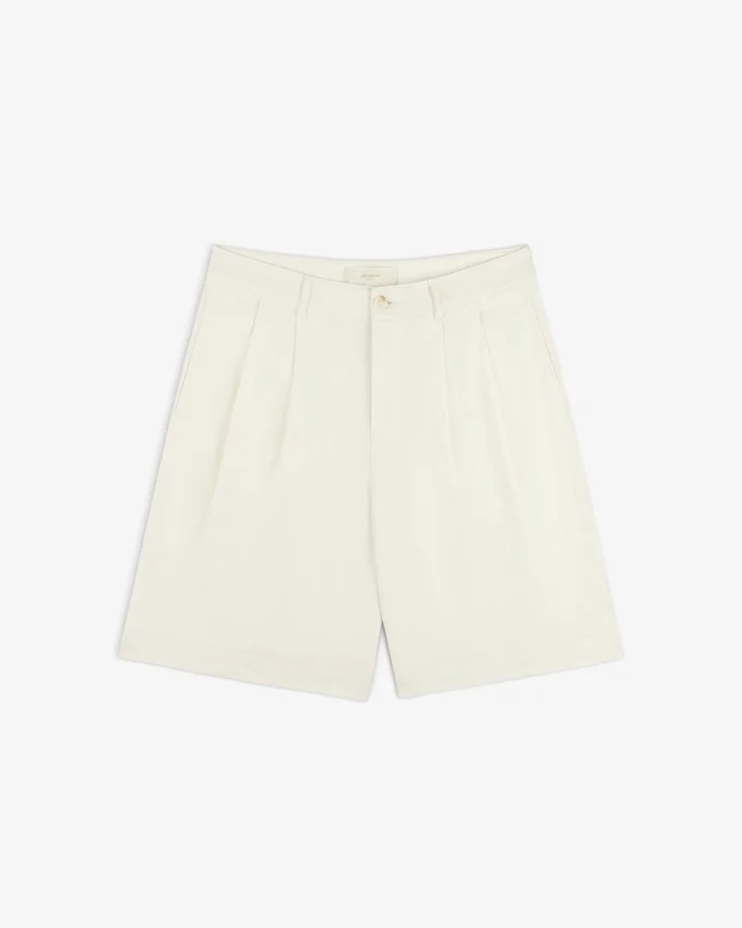 Pleated Linen Blend Bermuda Short