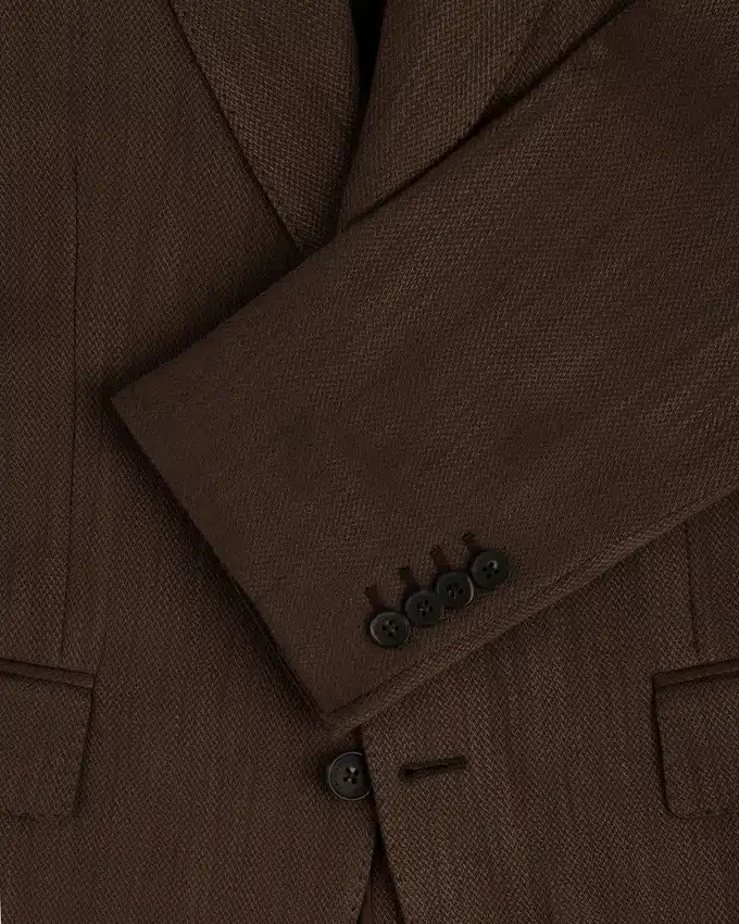Single-Breasted Linen Blend Suit Jacket