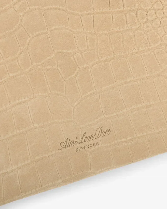 Small Croc-Embossed Nubuck Pouch