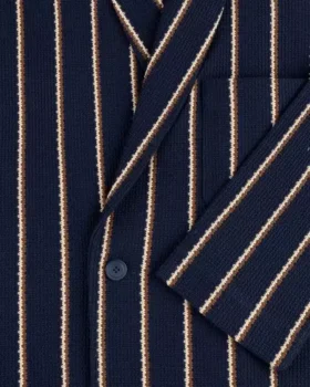 Striped Jacquard Shawl Collar Jacket