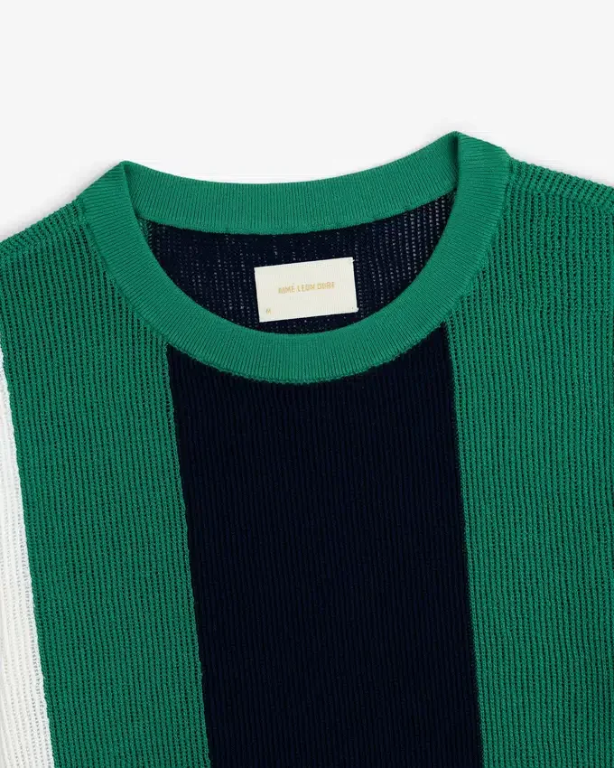 Striped Mesh Knit Tee
