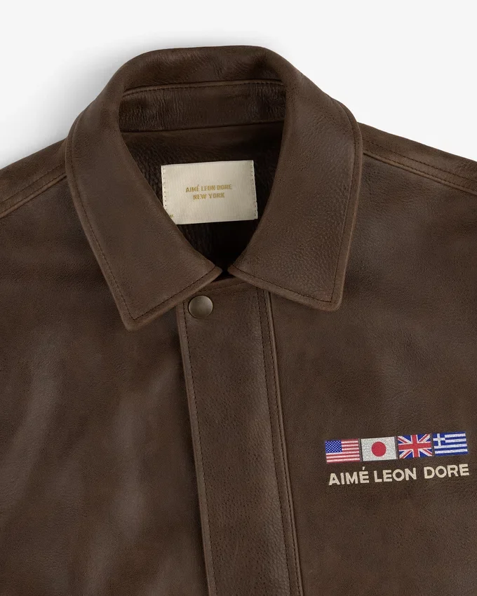 World's Borough Leather Flight Jacket