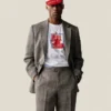 Single-Breasted Yarn Dyed Linen Suit Jacket